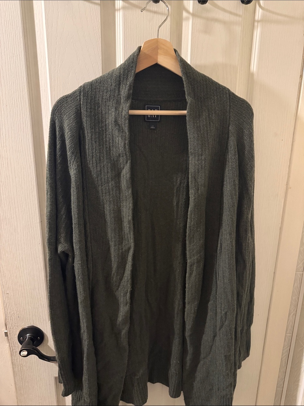 GAP Olive Green oversized Open-Front Shawl Collar wool blend Cardigan